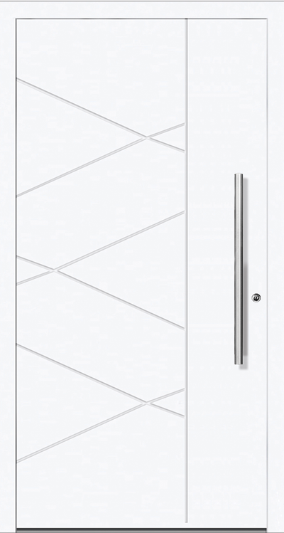 Solid Flush Aluminium Front Door with criss cross grooves 