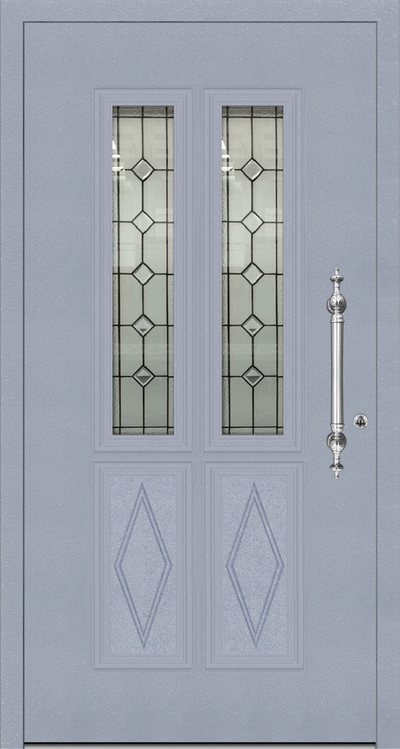 TD1108 Aluminium entrance door has vertical decorative glazed panels. This allows light to filter indoors. The glazing can be customized to have clear or plain sandblast finish. The design in  the glazed panel can be omitted if desired. 