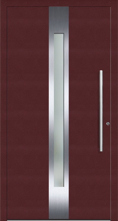 OR 200 Aluminium Entrance Door has a vertical glass with Stainless Steel Trims. This allows light to filter indoors. The glazing can be customized to  have  clear or plain sandblast finish.